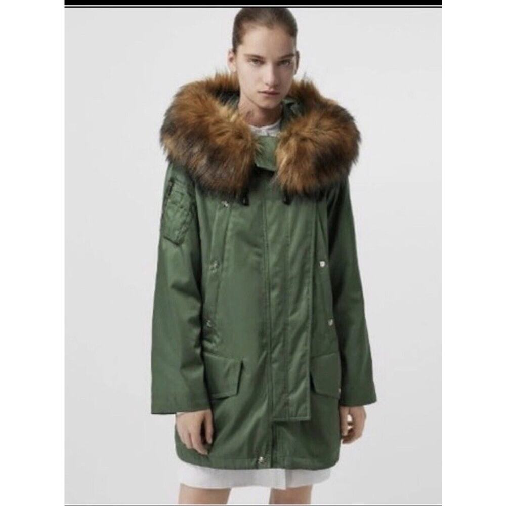 Burberry Lanfair Women Puffer Parka Jacket Coat 3 in 1 Green Sz S NWOT $1990